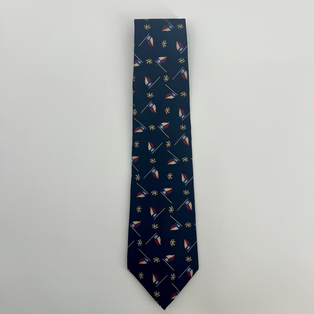 Tommy Hilfiger Silk Tie Navy Blue Burgundy